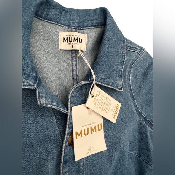 NWT Show Me Your Mumu Emery Denim Jumpsuit French Blue Medium Wash Size Small - Picture 12 of 15